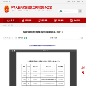 获得互联网新闻信息服务许可的应用程序名单（共27个）_中央网络安全和信息化委员会办公室